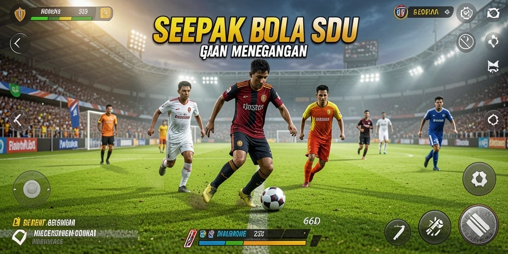Tangkapan layar gameplay yang menghadirkan laga sepak bola intens.