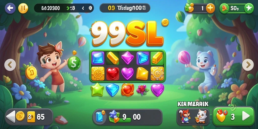 Screenshot gameplay menunjukkan tantangan mencocokkan elemen.