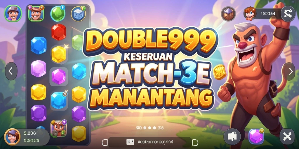 Screenshot gameplay yang menarik dari DOUBLE999 dengan aksi Match-3.