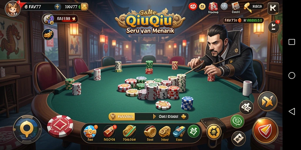 Screenshot gameplay QiuQiu FAV77 menampilkan keseruan dan interaksi pemain.