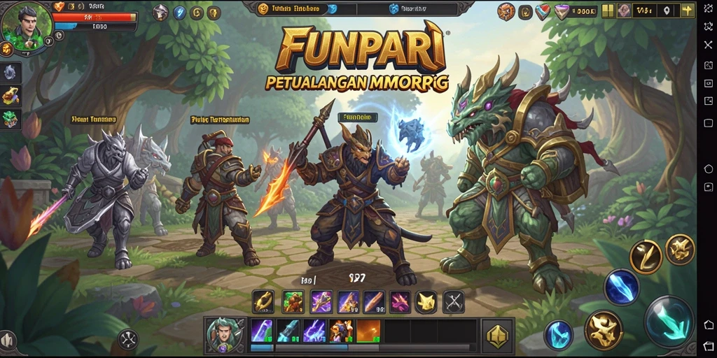 Tampilan gameplay seru dari FUNPARI dengan aksi petualangan yang mendebarkan.