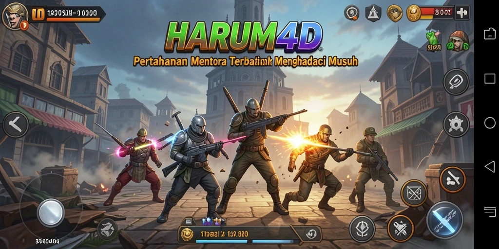 Screenshot utama HARUM4D menampilkan aksi seru Tower Defense.