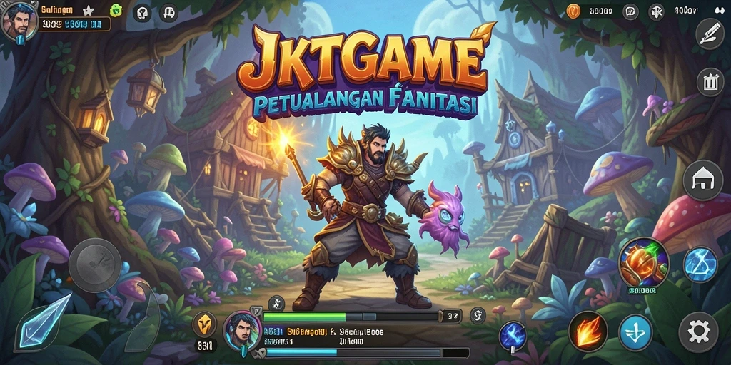 Screenshot gameplay JKTGAME yang menampilkan dunia petualangan fantastis.