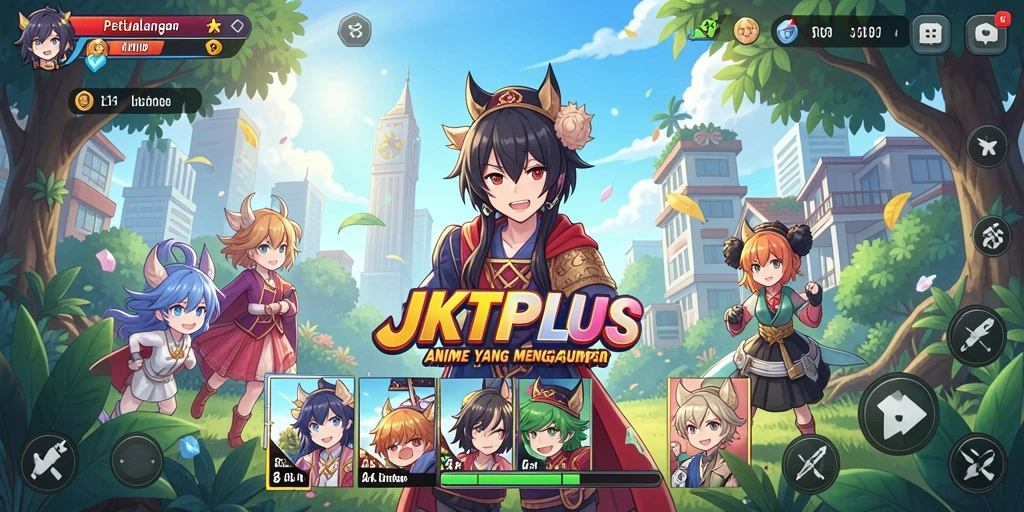 Tangkapan layar JKTPLUS menampilkan aksi pertarungan yang seru dan karakter anime yang dinamis.