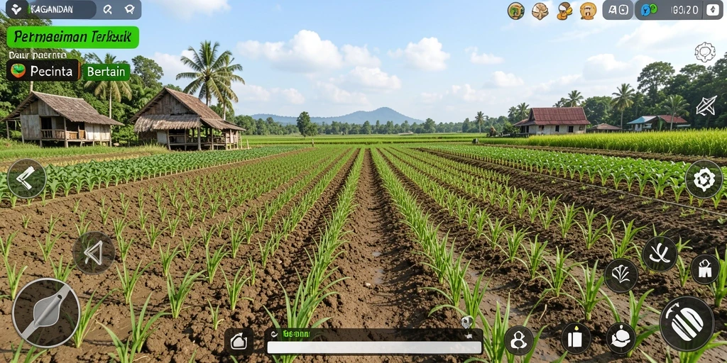 Tampilan utama KAGANDAN yang menampilkan kebun subur dan aktivitas bertani.