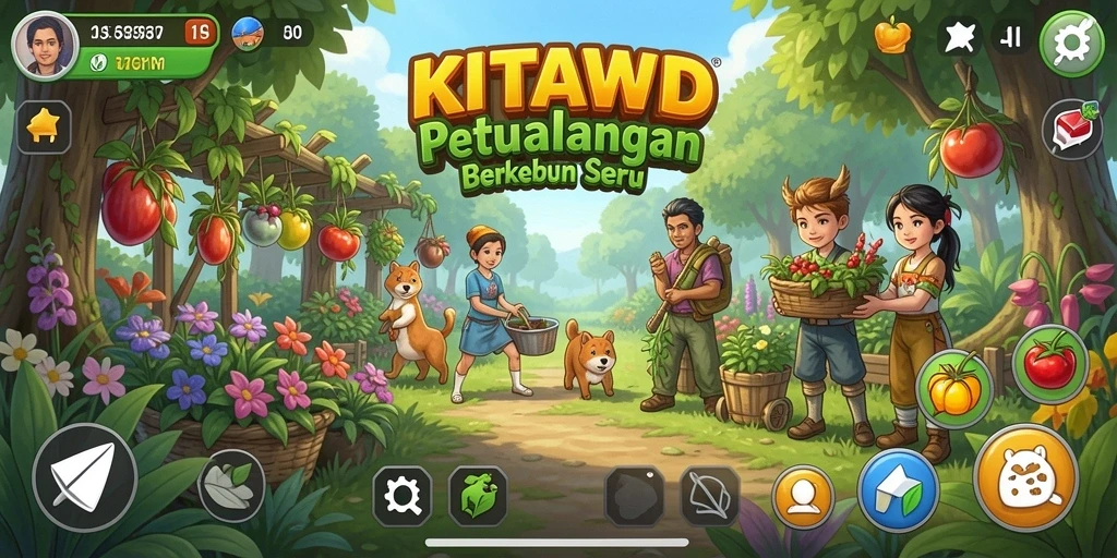 Gambaran gameplay berkebun yang menarik dan menyenangkan di KITAWD.