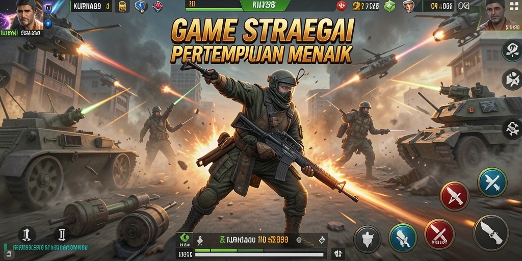 Tampilan screenshot gameplay KURNIA898 dengan pertempuran strategis yang intens.