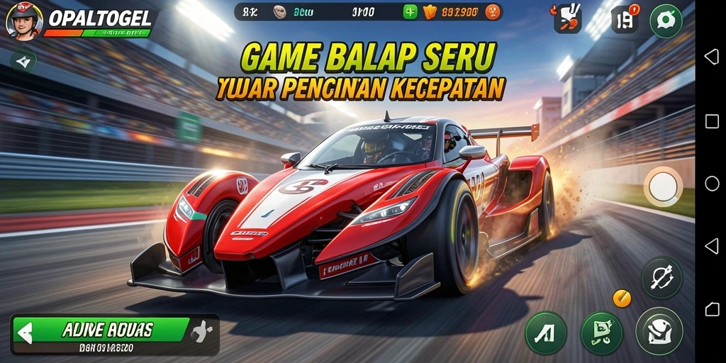 Screenshot gameplay OPALTOGEL menampilkan aksi balapan yang intens.