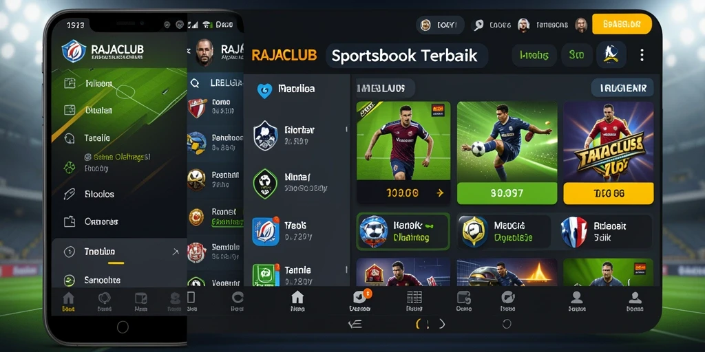 Screenshot RAJACLUB menampilkan antarmuka sportsbook yang menarik.