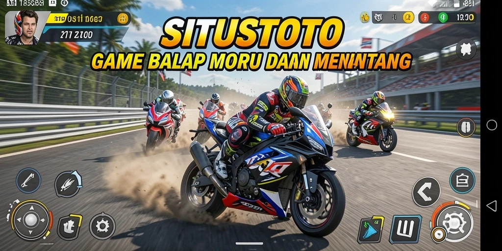 Tampilan gameplay menantang di SITUSTOTO dengan balapan motor yang seru.