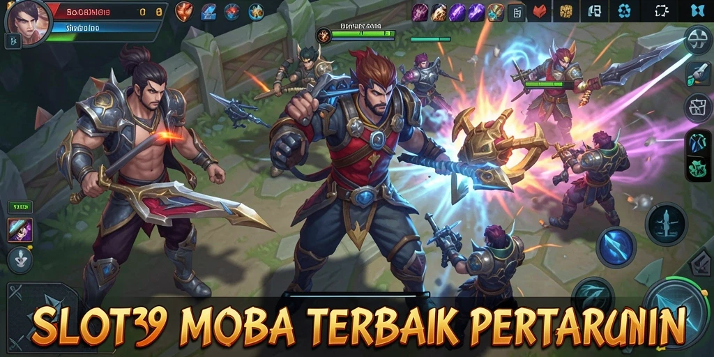 Tampilan aksi seru dalam gameplay MOBA SLOT39 yang mengesankan.