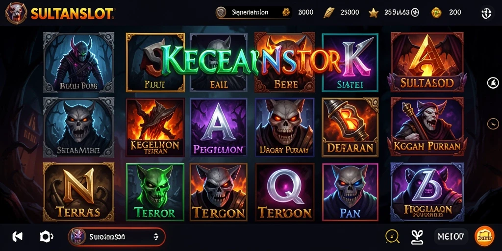 Tangkapan layar gameplay menakutkan dari SULTANSLOT dengan suasana horror.